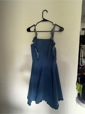 Women’s Blue Denim Sundress with Ruffle Straps